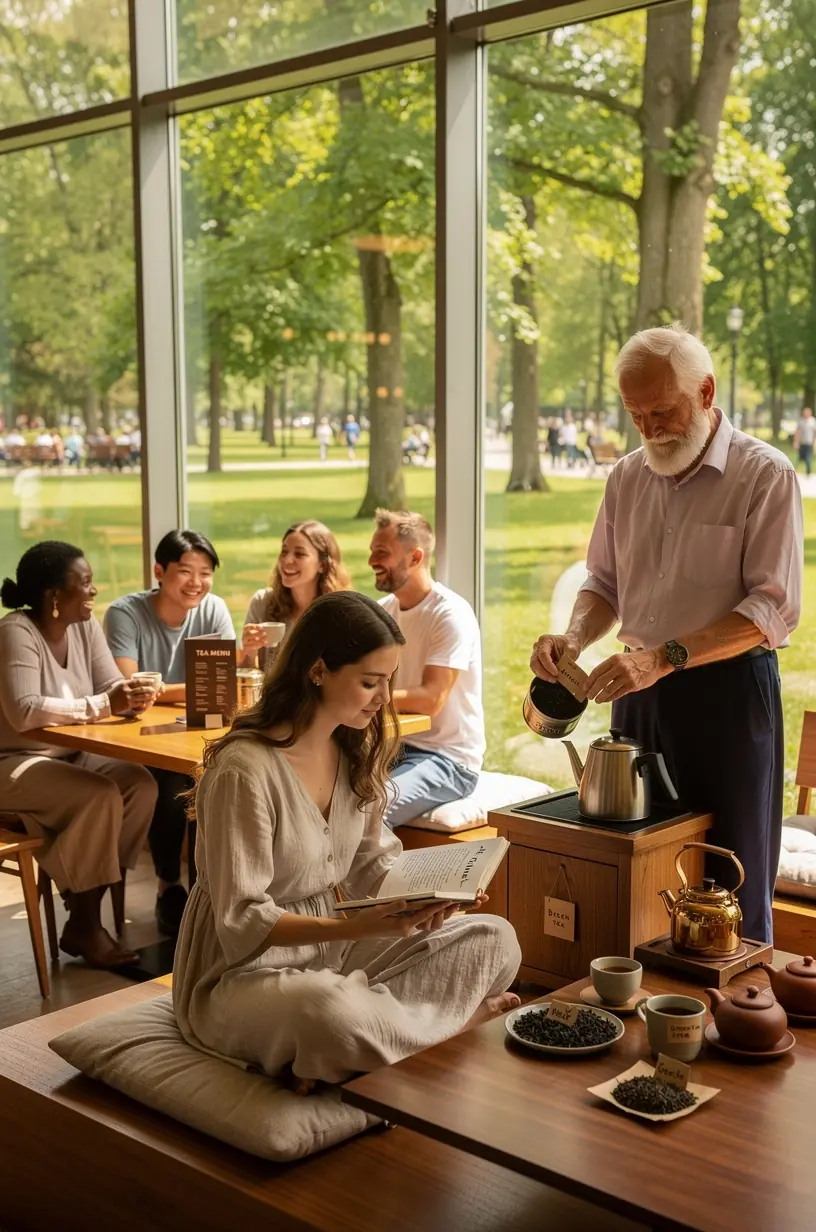 Žmogus mėgaujasi arbatos gėrimu ramioje aplinkoje, pabrėžiant sveikos gyvensenos svarbą ir praktinius patarimus.